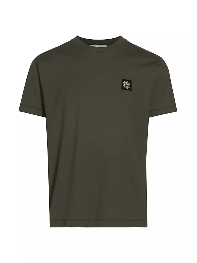

Хлопковая футболка с логотипом Stone Island, оливковый, Зеленый