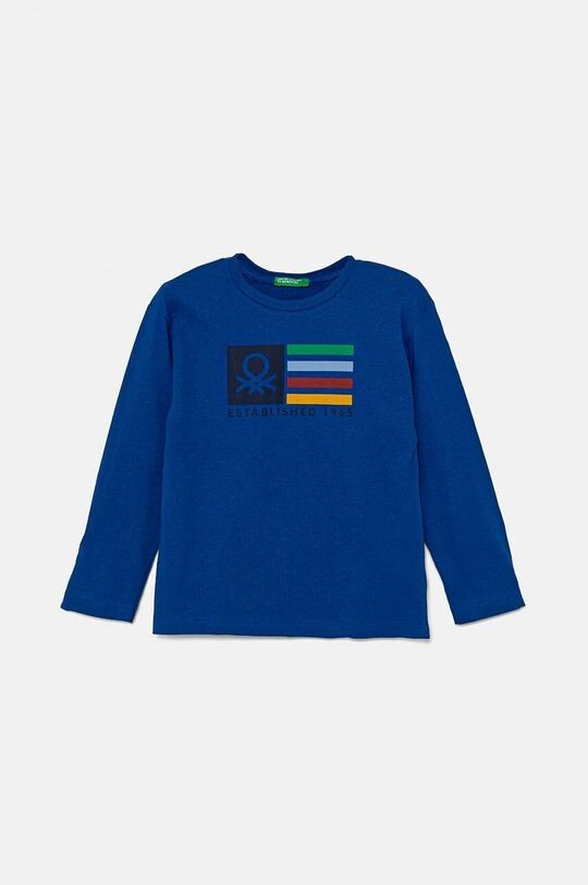 

Детская хлопковая рубашка с длинным рукавом United Colors of Benetton, синий