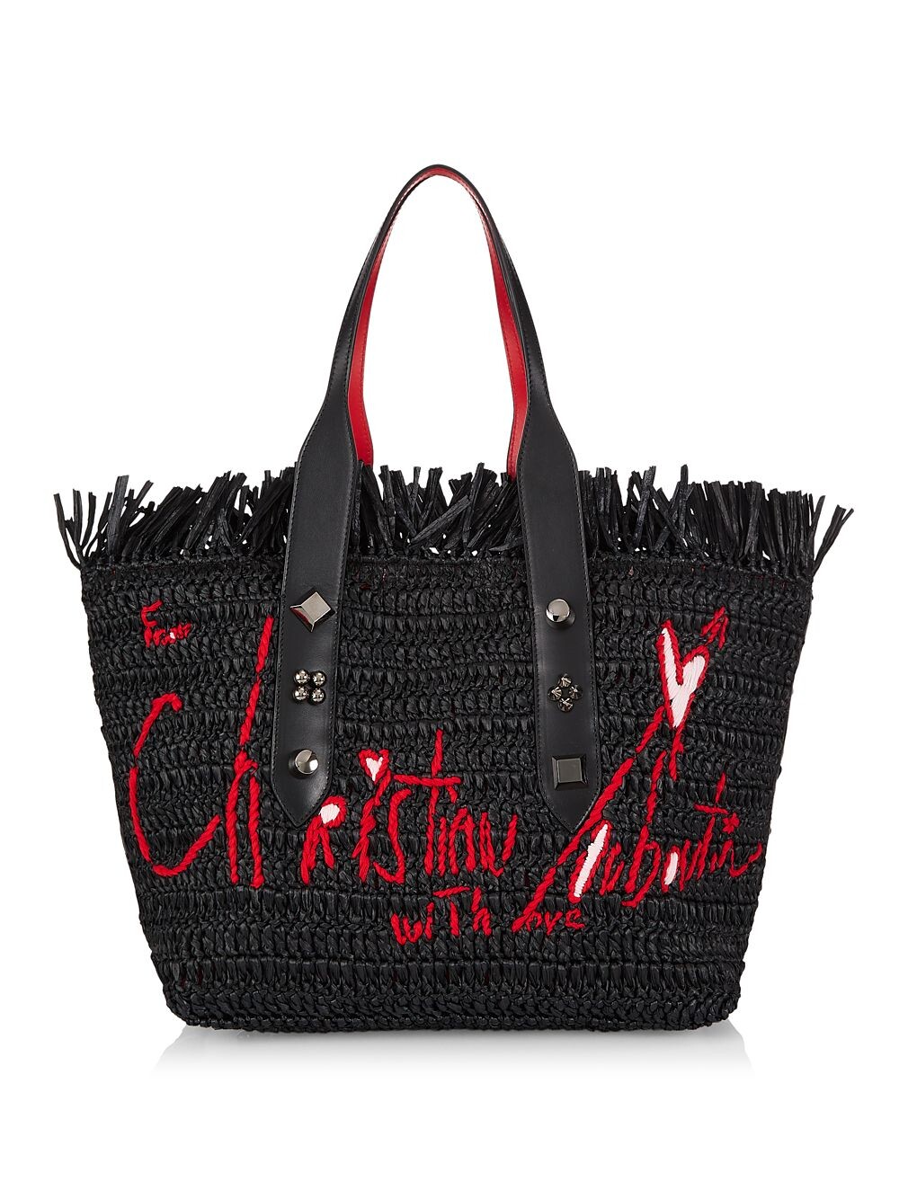 

Сумка-тоут Frangibus среднего размера из рафии Christian Louboutin, черный