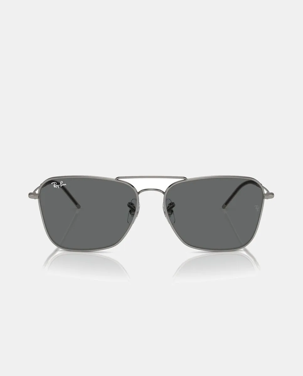 

Квадратные солнцезащитные очки из серого металла с двойной перемычкой Ray-Ban