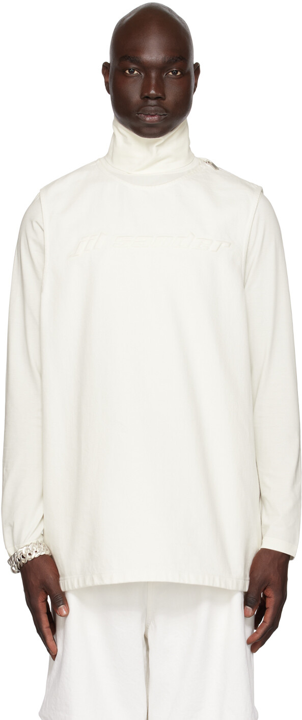 

Белая джинсовая майка с тиснением Jil Sander