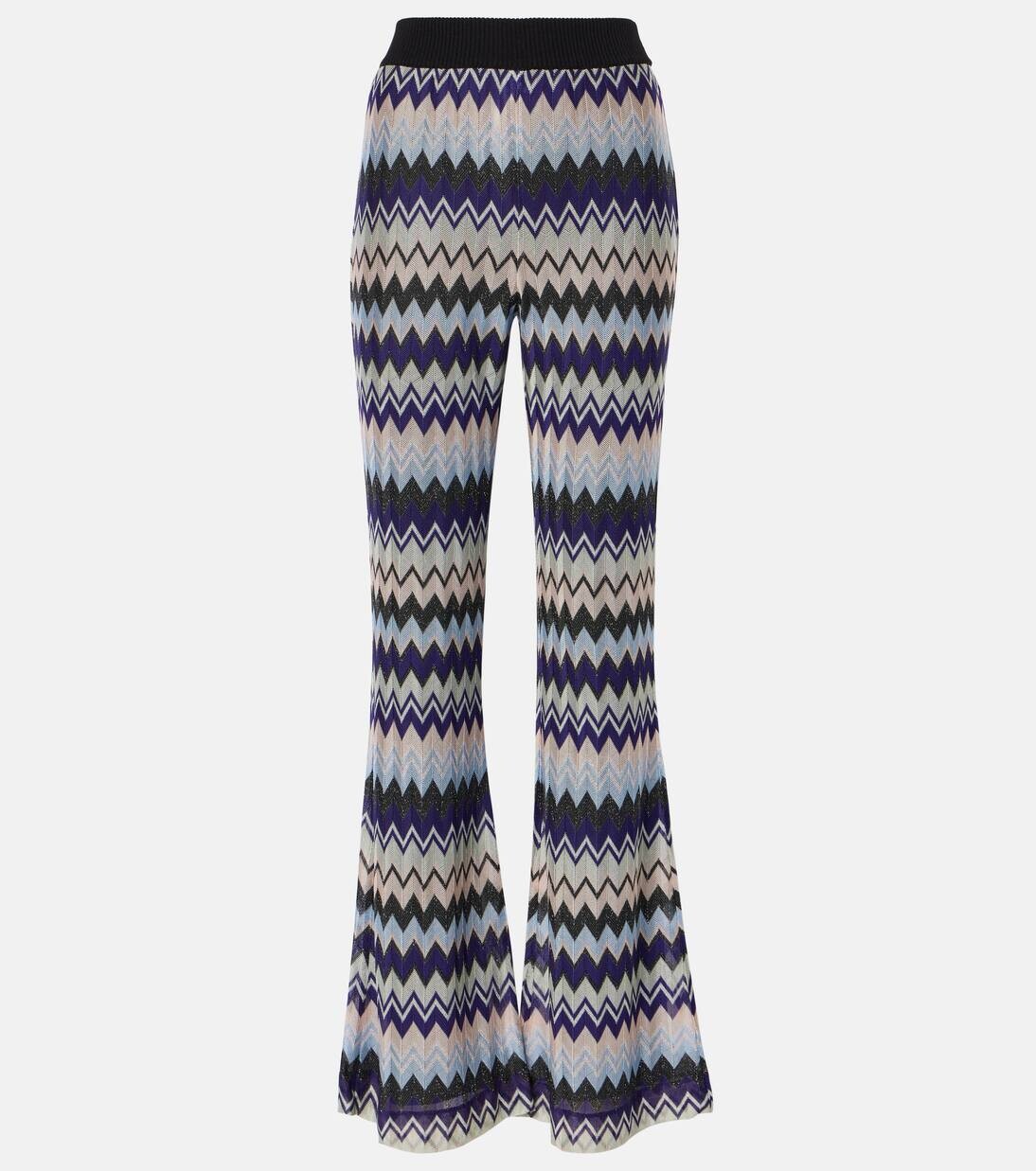 

Расклешенные брюки из трикотажной ткани зигзаг-заг Missoni, цвет multpurplepinkli/bluedarkbase
