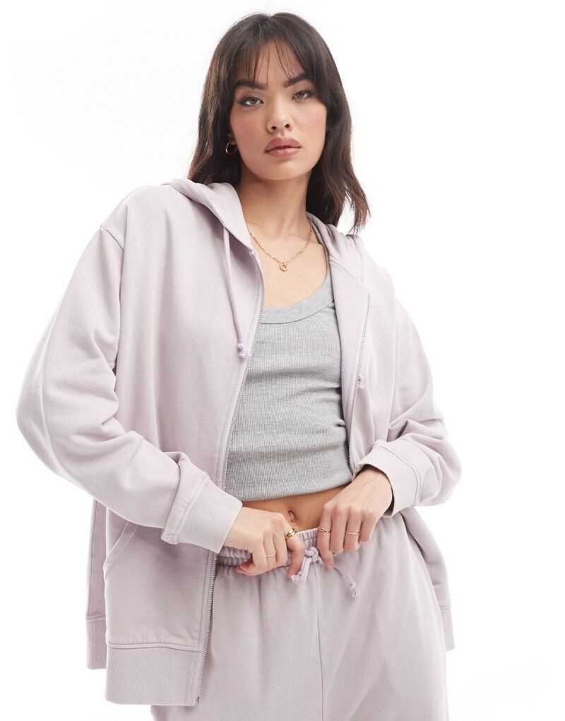 

ASOS DESIGN – худи на молнии сиреневого цвета