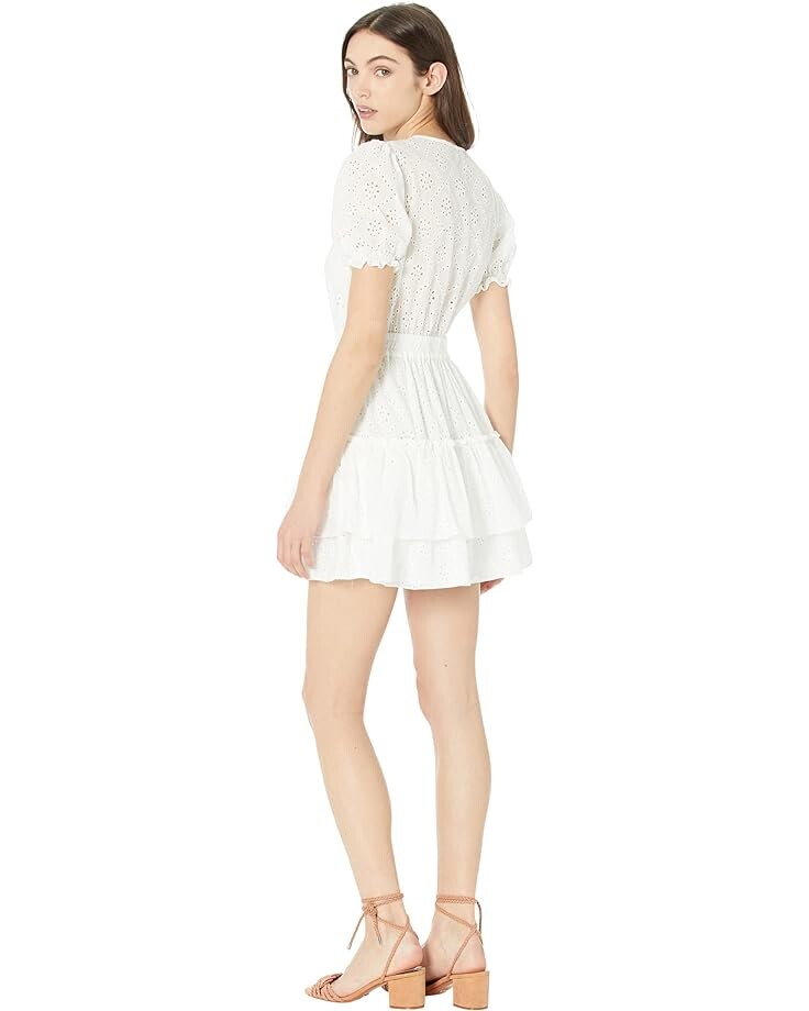 

Платье WAYF Reese Smocked Waist Tiered Mini Dress, слоновая кость, Бежевый