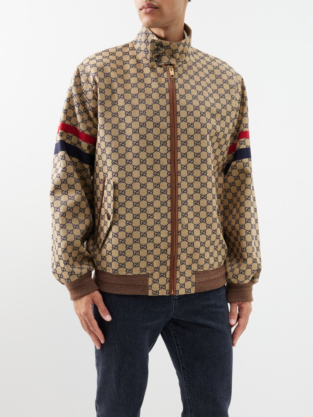 

Куртка из смесового хлопка с жаккардовым узором gg Gucci, бежевый