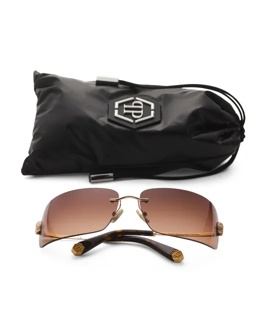 

Прямоугольные солнцезащитные очки Philipp Plein, цвет Rose Gold