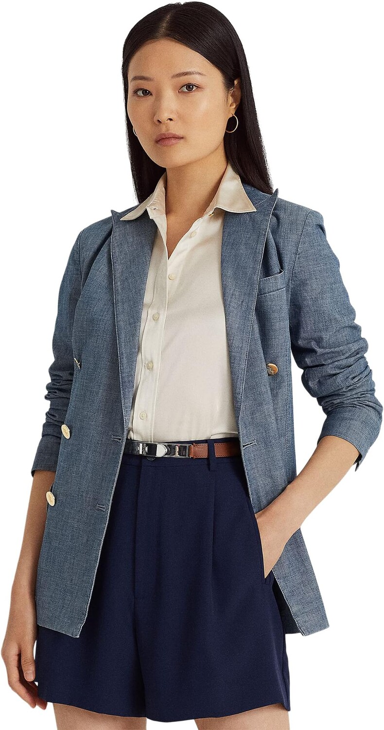 

Двубортный пиджак из шамбре LAUREN Ralph Lauren, цвет Beryl Blue Wash