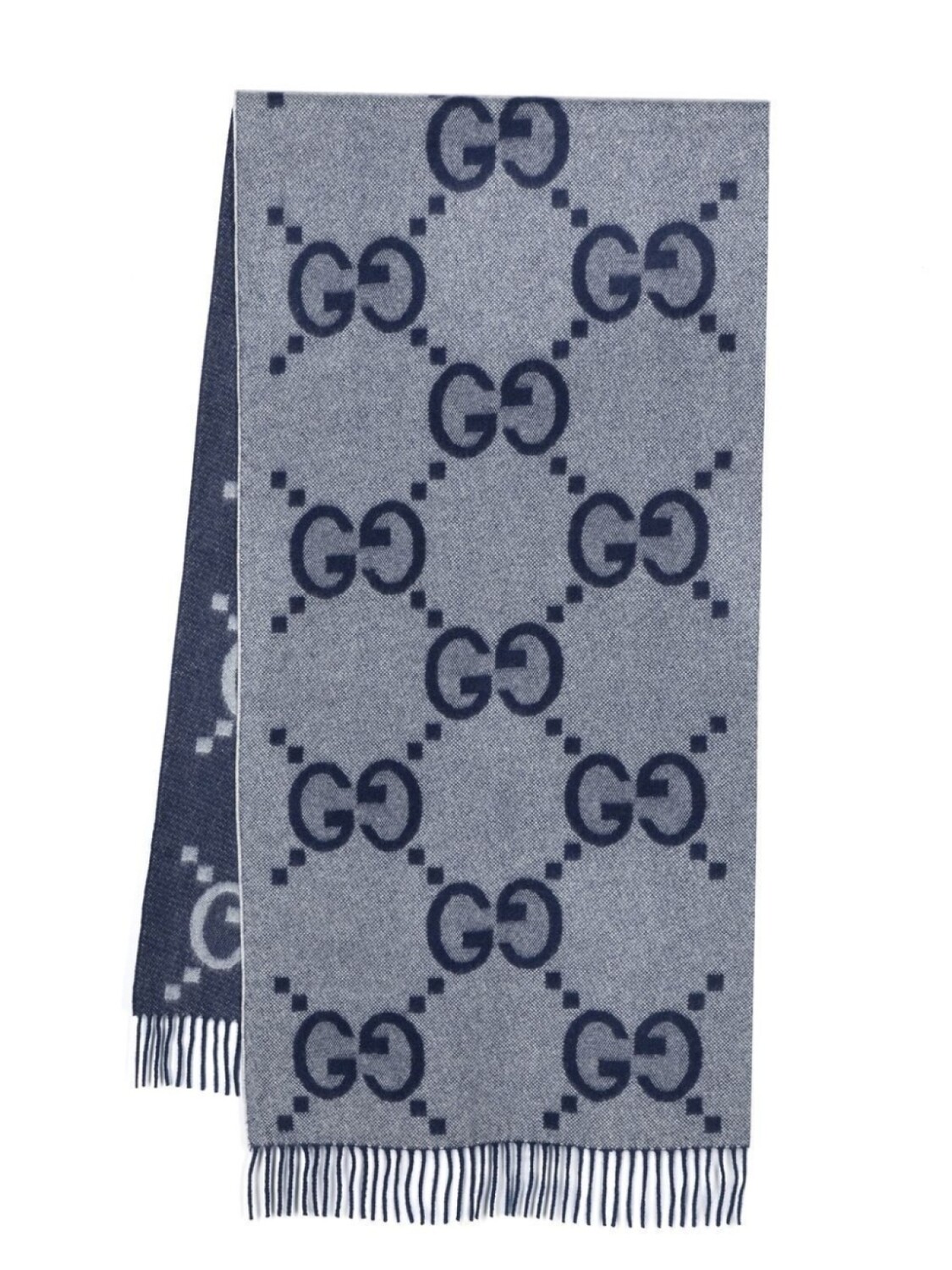 

Gucci кашемировый шарф с бахромой и логотипом GG, синий