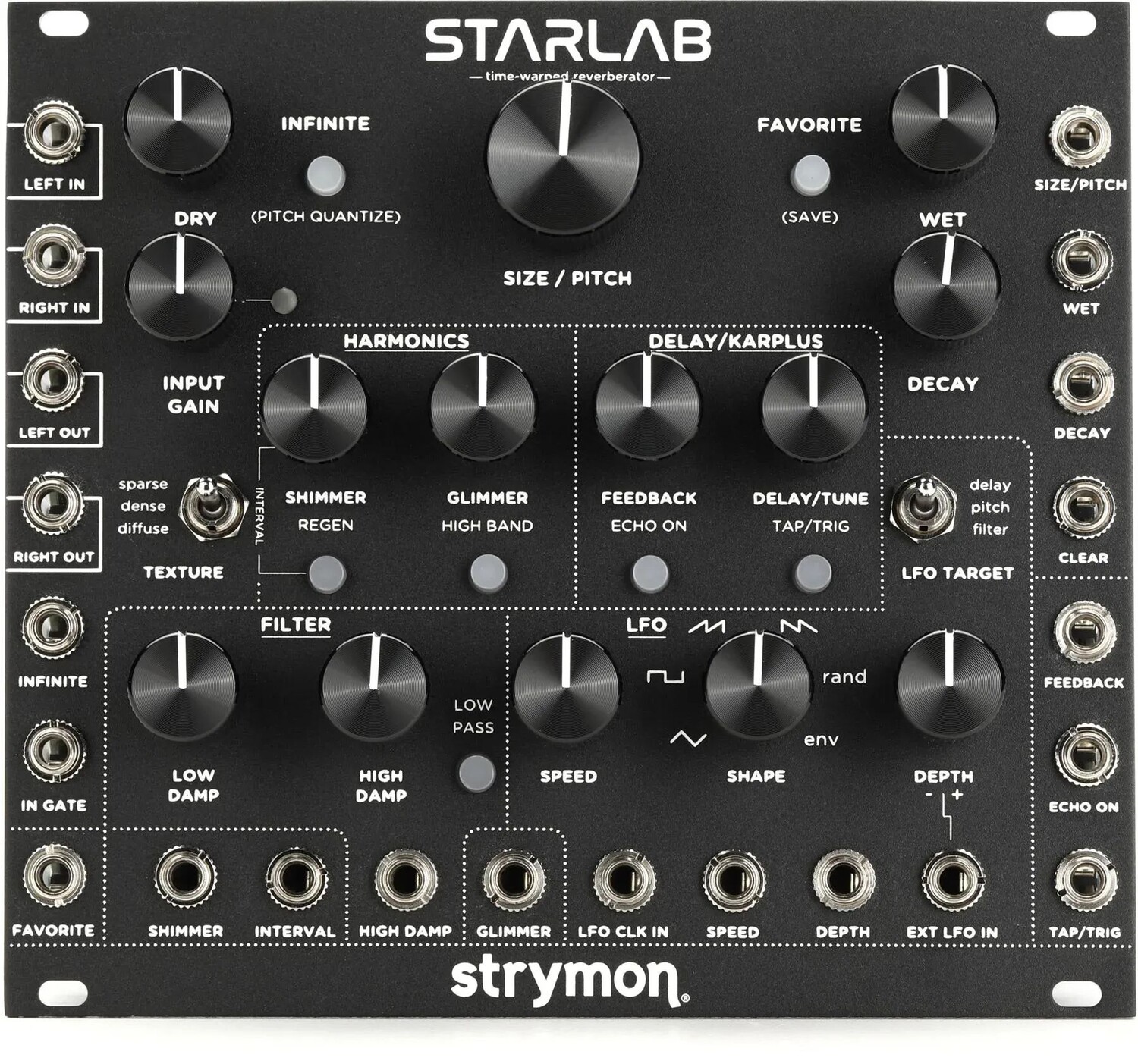 

Искаженный во времени модуль ревербератора Strymon StarLab Eurorack — черный