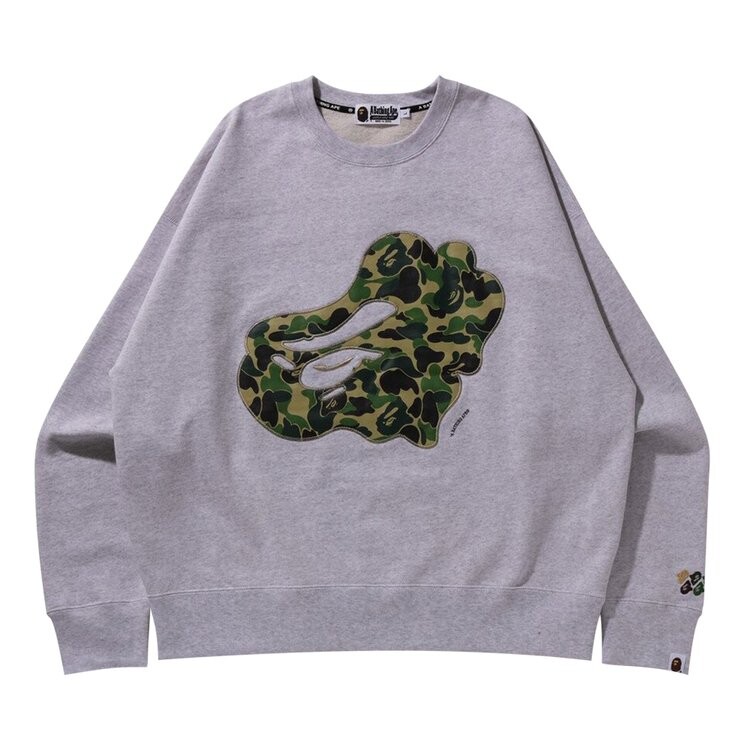 

Толстовка BAPE ABC Camo Patch Relaxed Fit Crewneck, серый