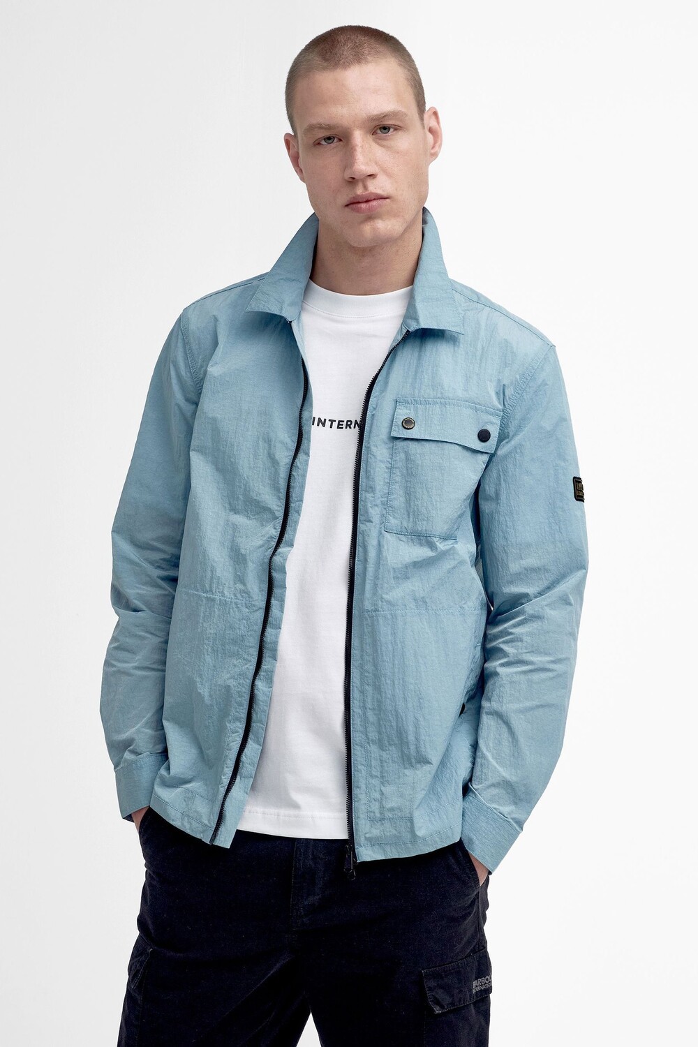 

Бежевая рубашка инлайн Barbour International, синий
