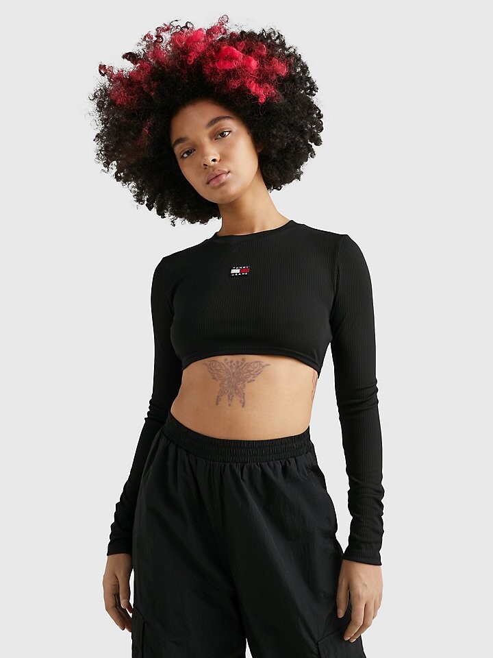 

Укороченный топ в рубчик с завязками на спине Tommy Jeans