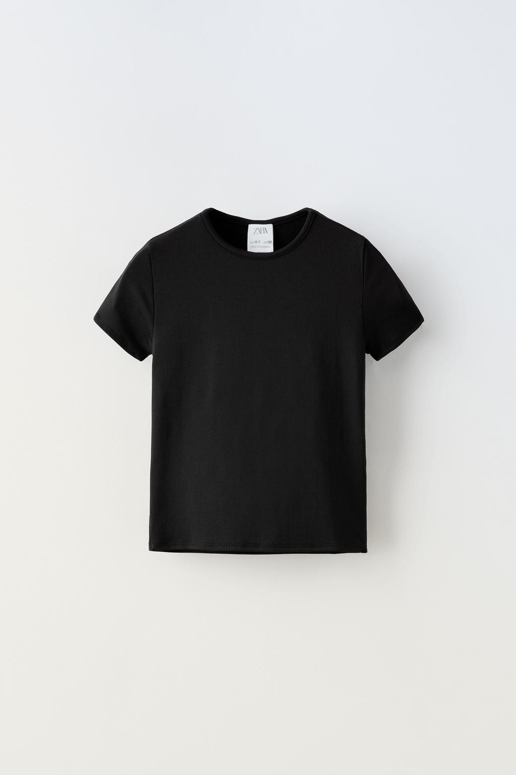 Базовая футболка из полиамида ZARA, черный