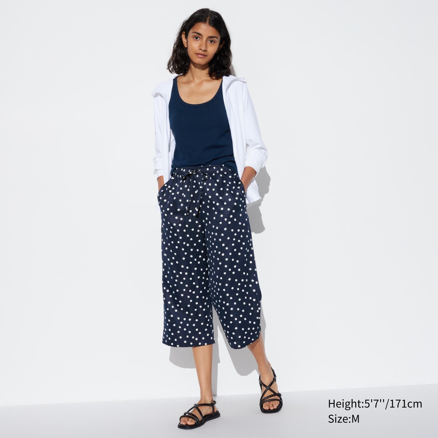 

Шорты Uniqlo AIRism Relaco 3/4 Dots, темно-синий