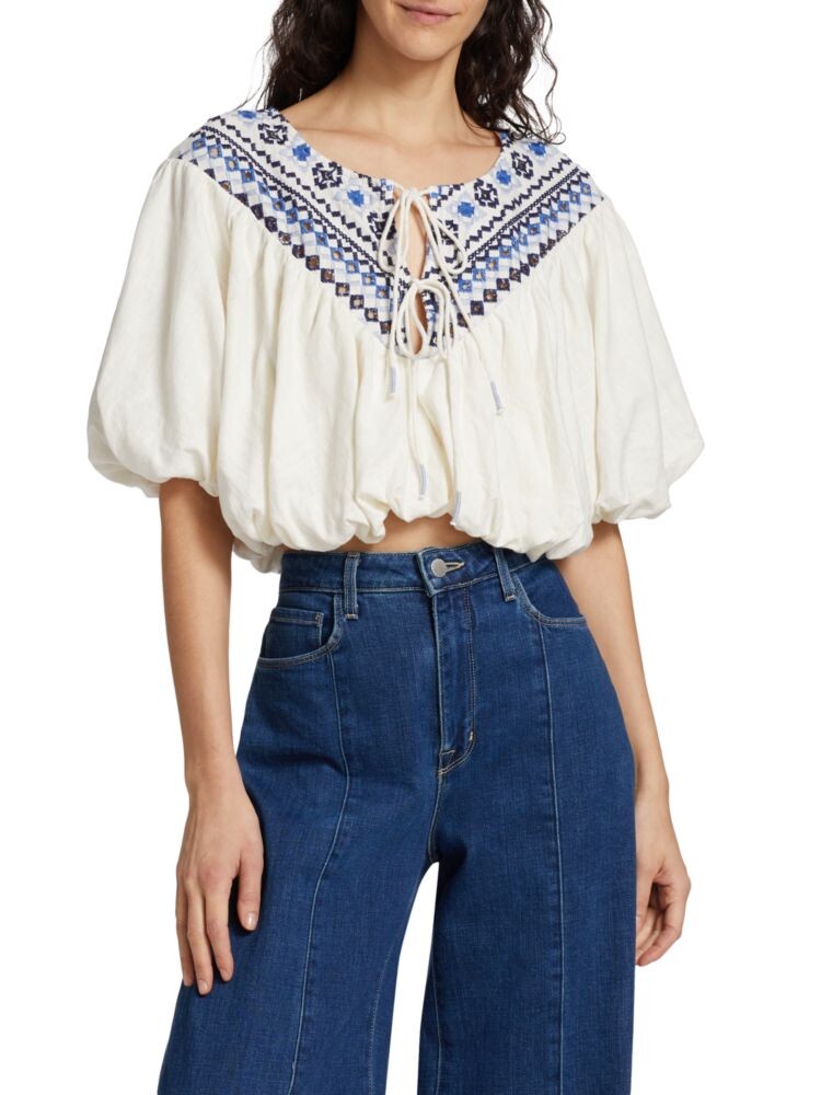 

Топ Joni с вышивкой Free People, слоновая кость
