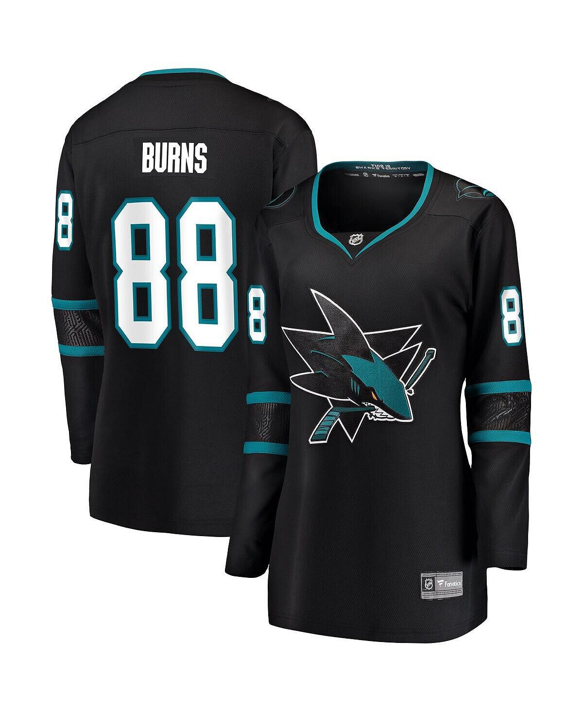 

Женская черная футболка с логотипом Brent Burns San Jose Sharks альтернативного отколовшегося игрока Fanatics, черный