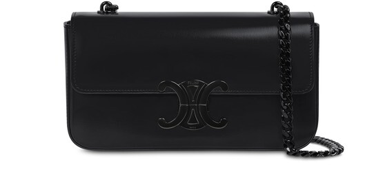 

Сумка на плечо с цепочкой Triomphe из блестящей телячьей кожи Celine, черный