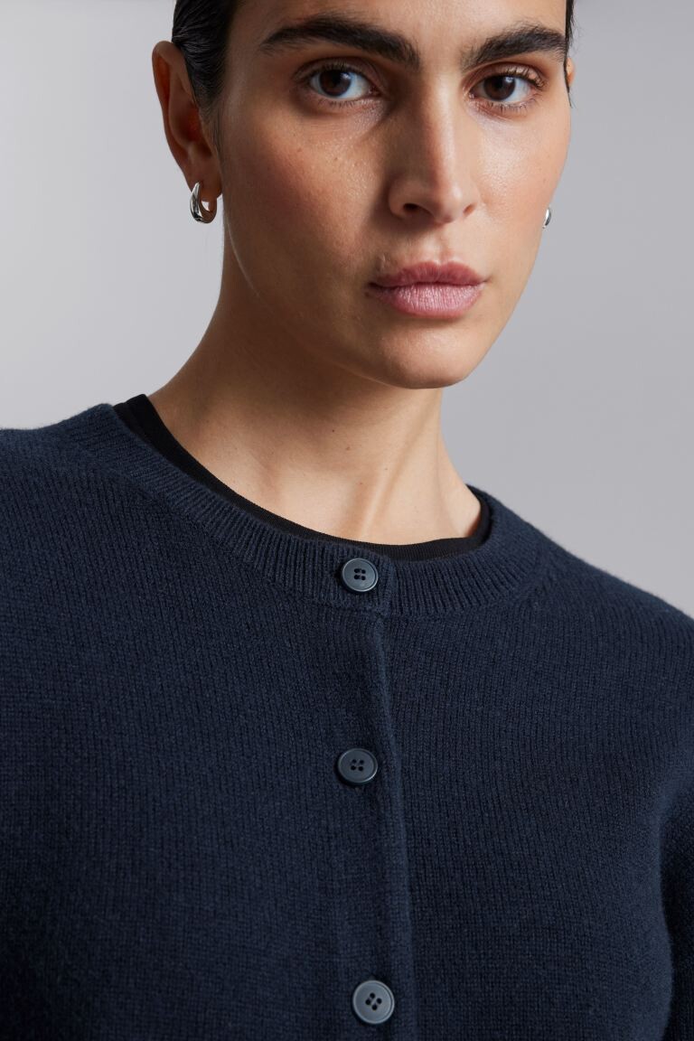 

Свободный кардиган из шерсти мериноса H&M, синий, Синий;черный