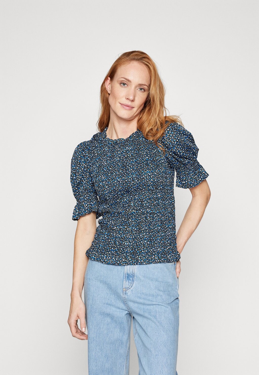 

Блузка GAP ТОП PUFF SLEEVE SMOCKED, разноцветный