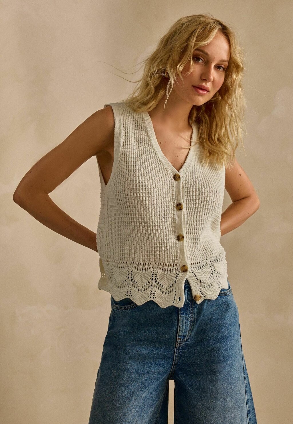 

Кардиган BUTTON FRONT, REGULAR FIT Next, бежевый