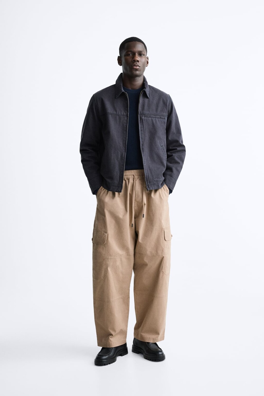 

Хлопковые брюки карго ZARA, кэмел