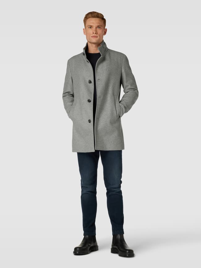 цена Пальто с воротником стойкой модель Финчли Strellson, светло-серый