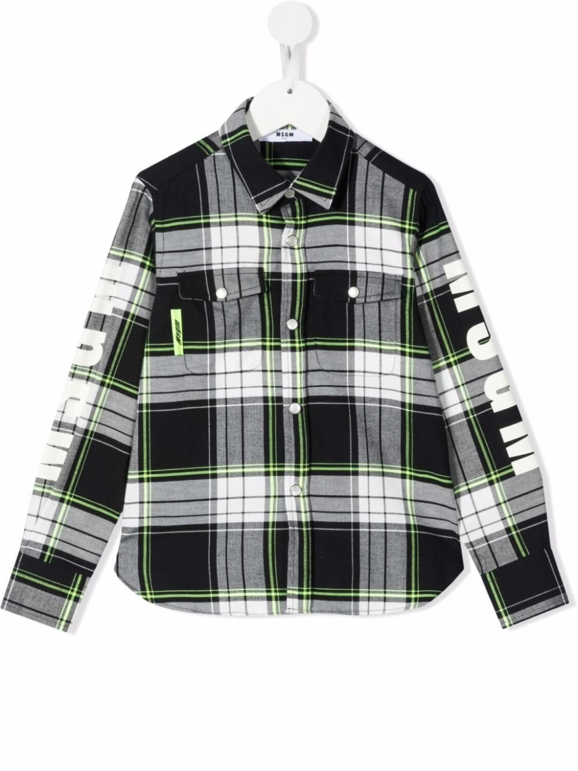 

MSGM Kids клетчатая рубашка с логотипом, черный