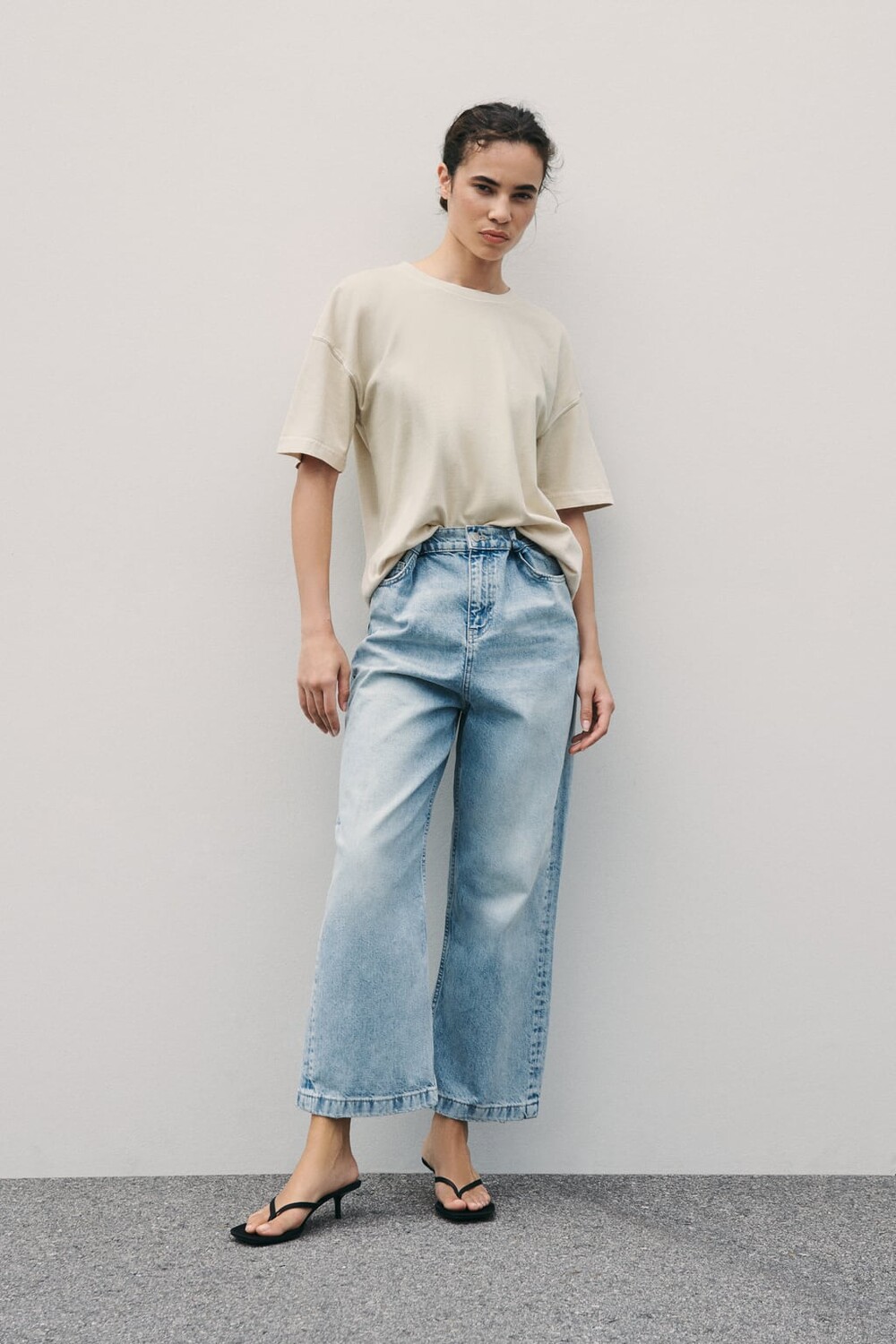 

Футболка с потерями ZARA, Серый