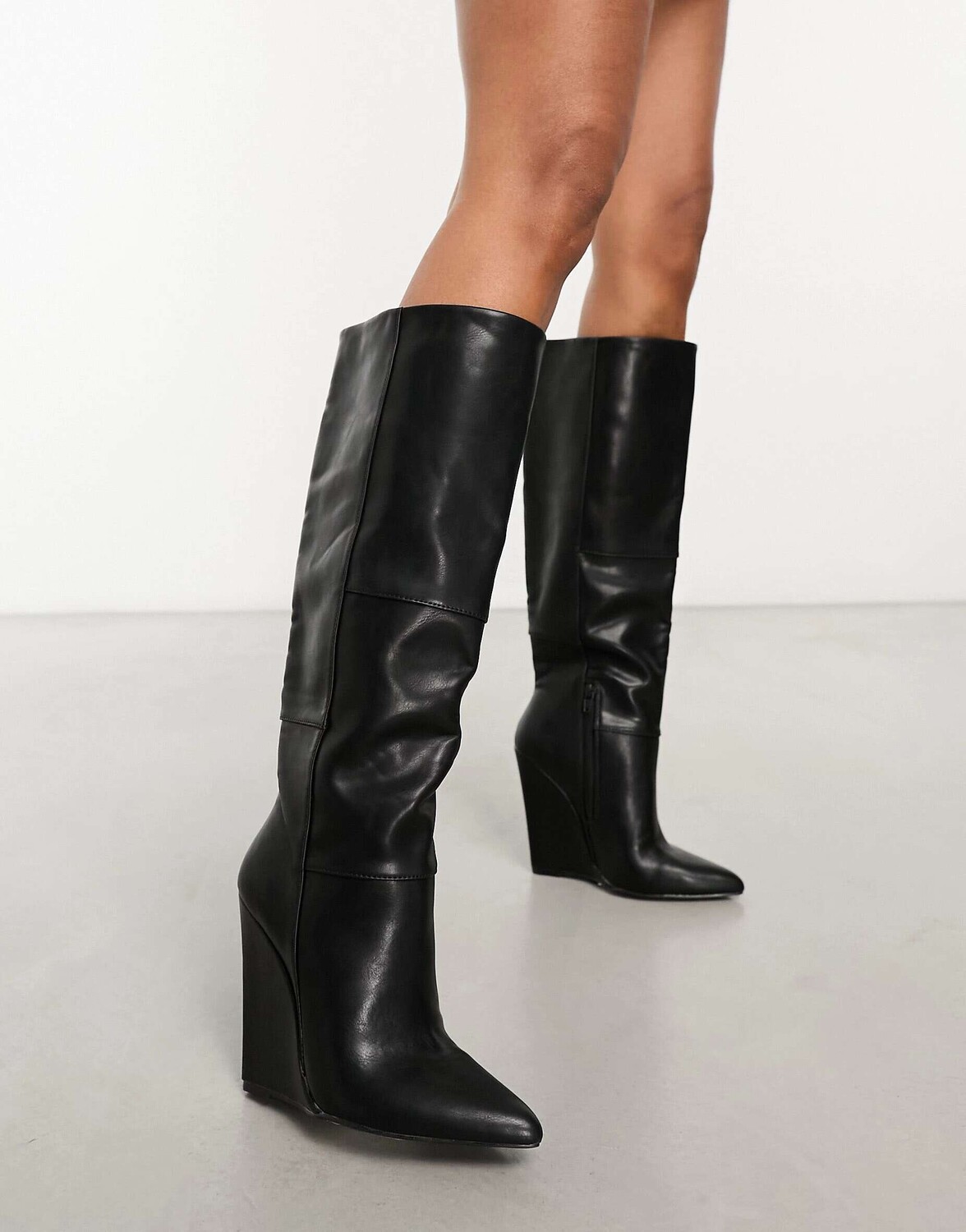 

Черные ботинки на танкетке на каблуке ASOS Carmella, Черный