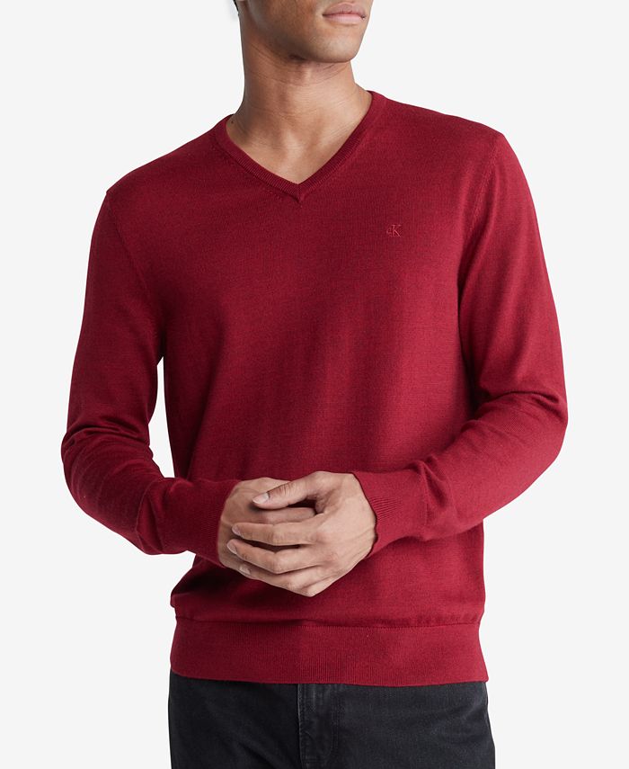 цена Мужской свитер обычного кроя с v-образным вырезом Calvin Klein, цвет Sun Dried Tomato Heahter
