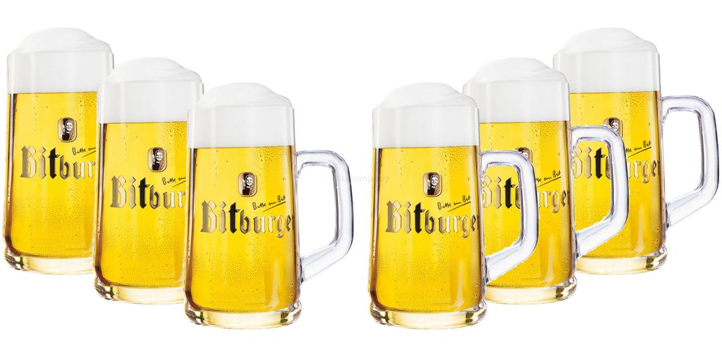 

Набор стеклянных стаканов Bitburger - 6х пивных бокалов/кружек 0,3л калиброванных Mixcompany