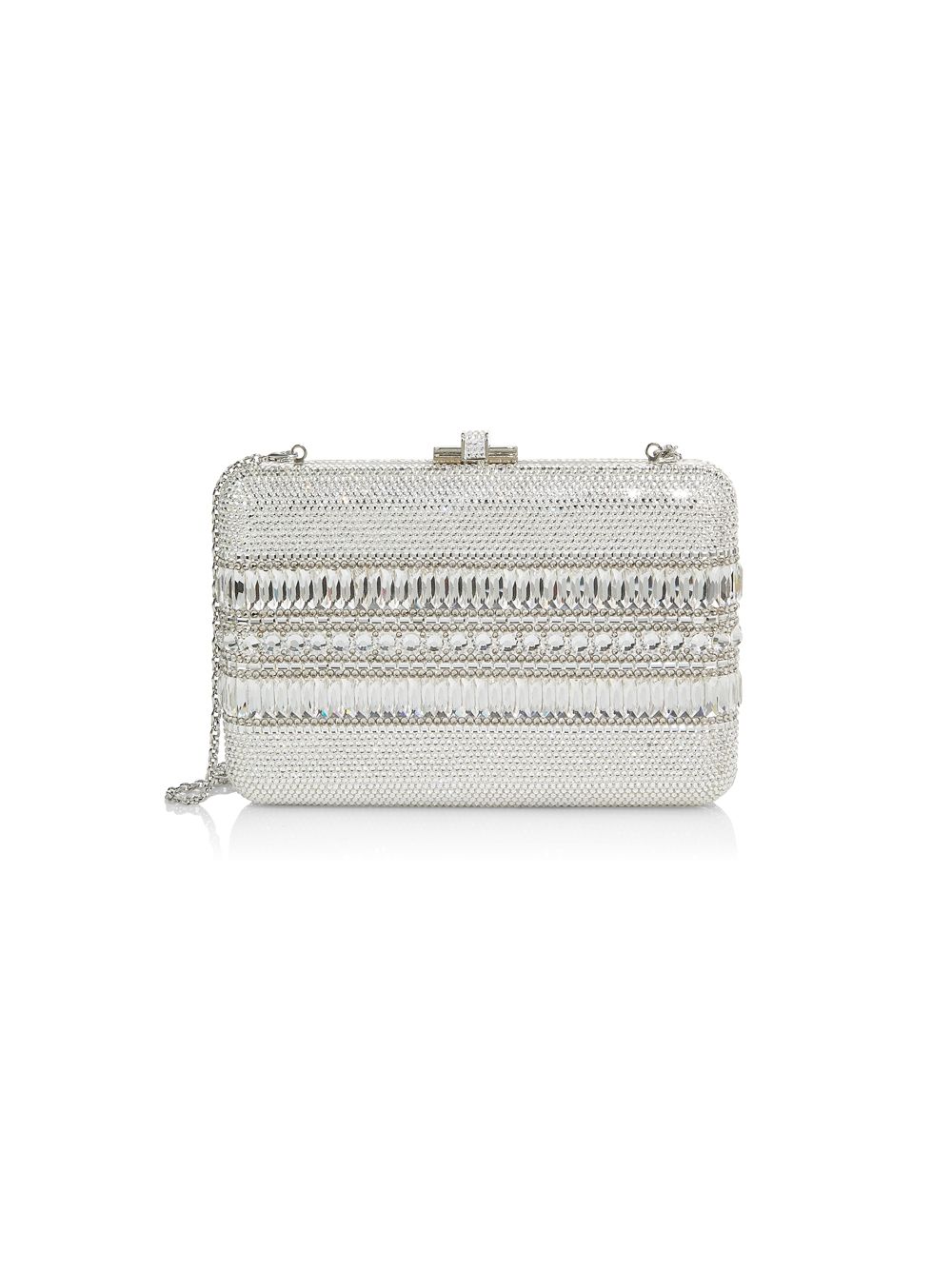 Тонкий скользящий клатч Gems Judith Leiber Couture, серебряный клатч slim slide с кристаллами judith leiber couture
