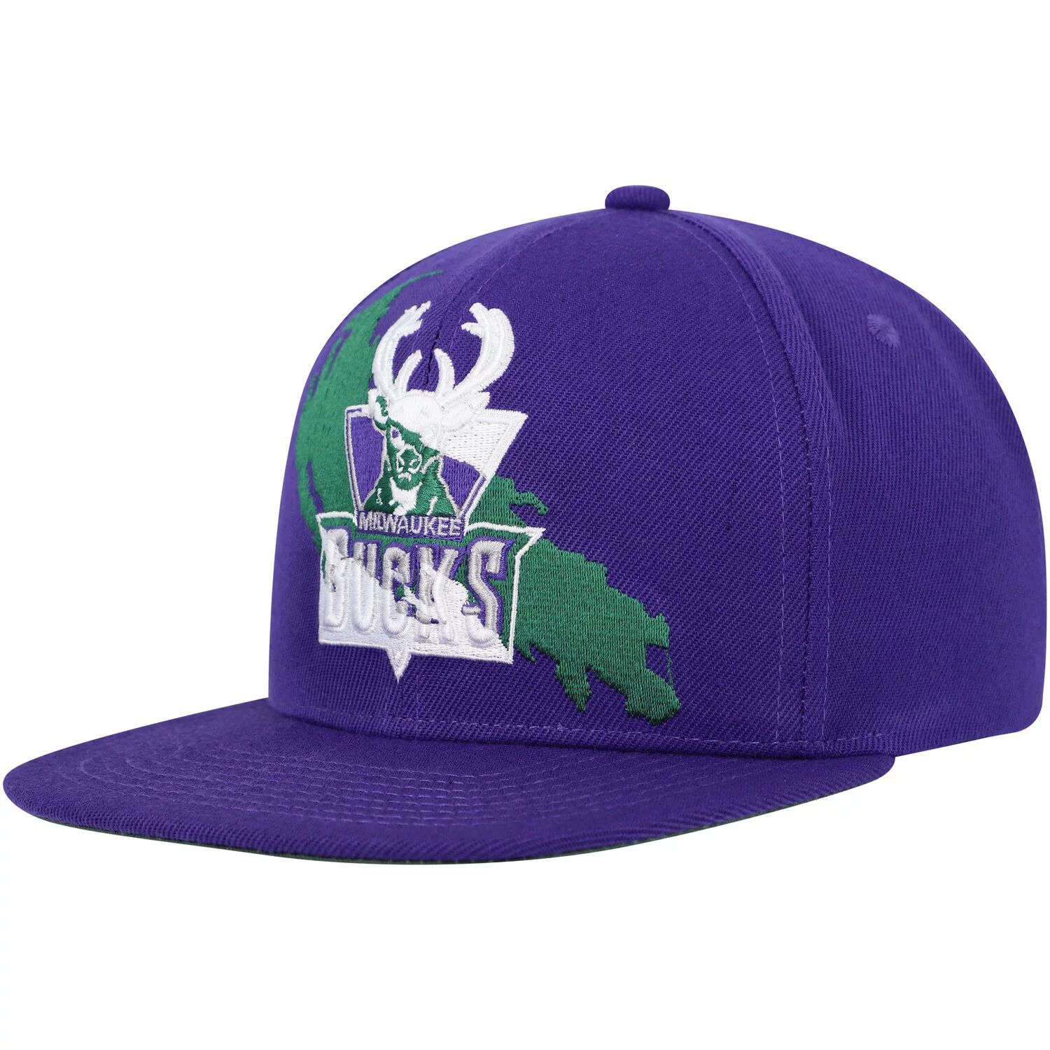 Мужская фиолетовая кепка Mitchell & Ness Milwaukee Bucks с раскраской по номерам Snapback