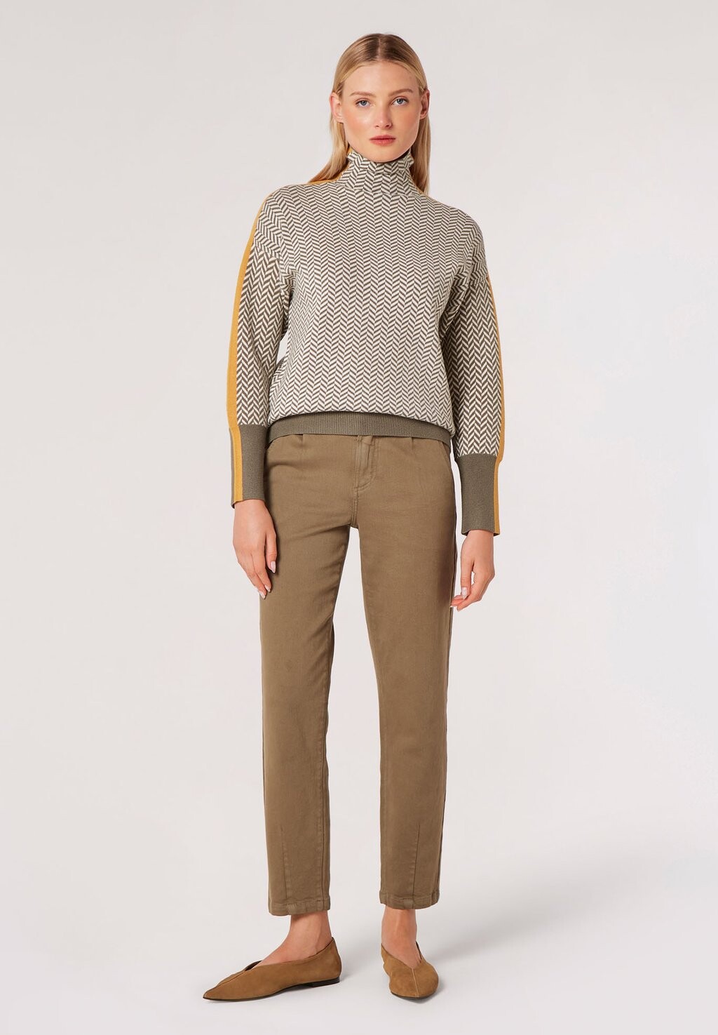 

Свитер Chevron Mock Neck Apricot, хаки