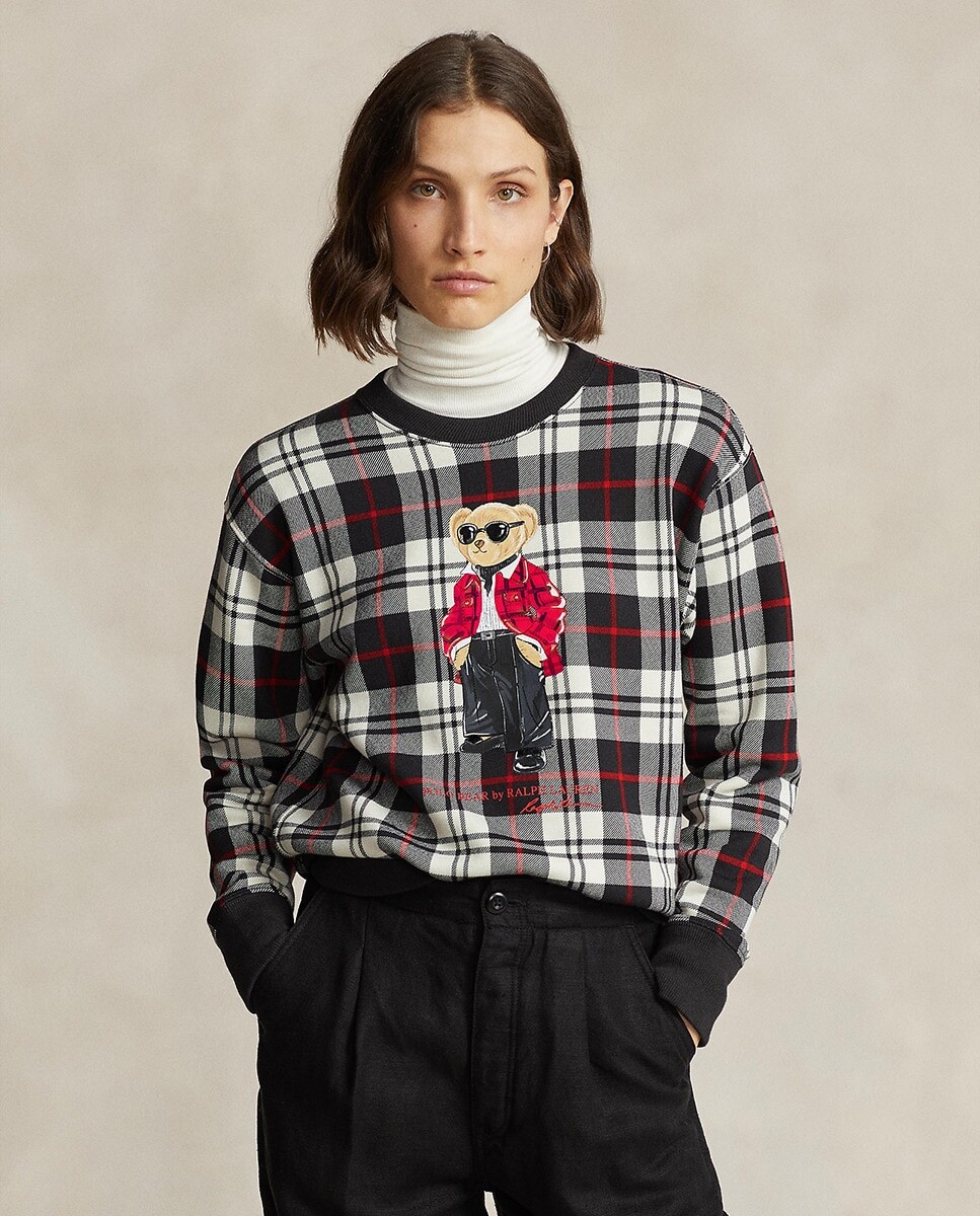 

Женская клетчатая толстовка с мишкой поло Polo Ralph Lauren, мультиколор