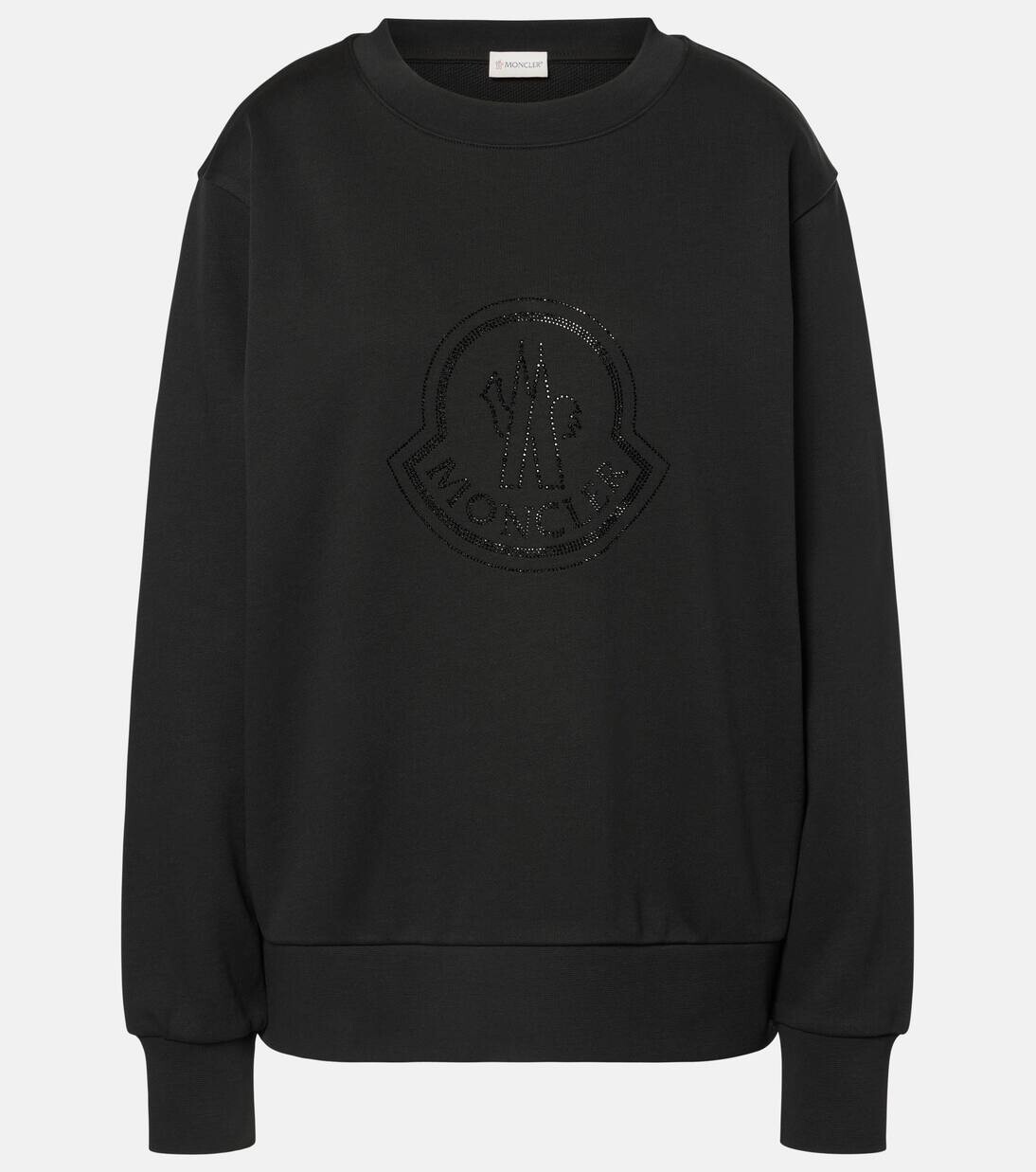 

Толстовка из хлопкового флиса с логотипом Moncler, черный