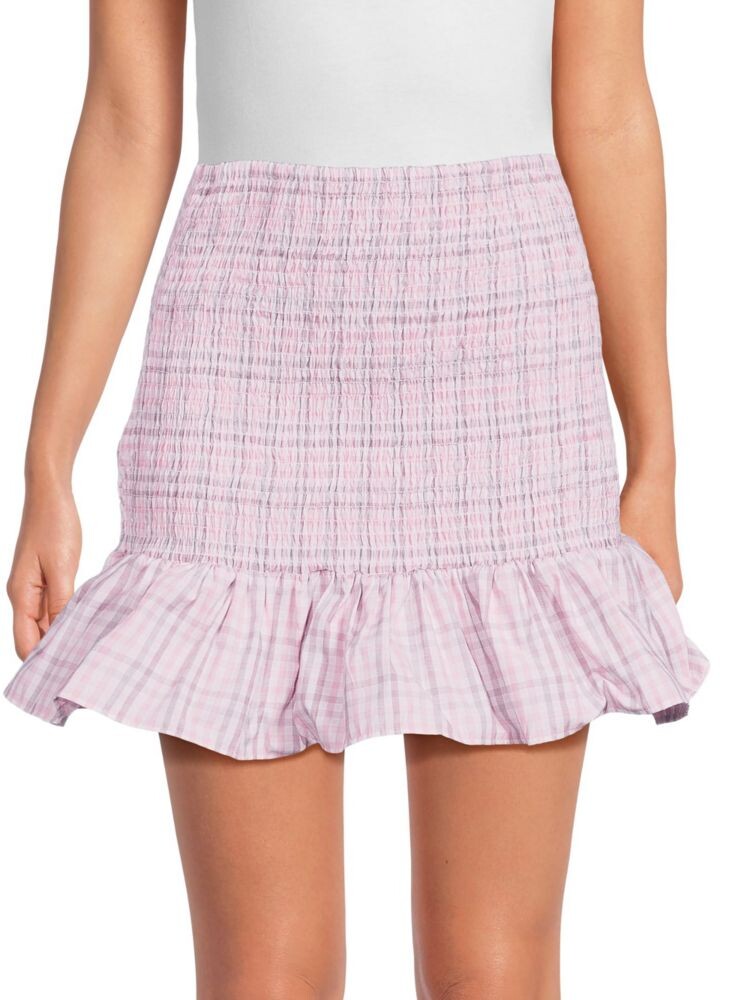 

Мини-юбка Yaki в клетку со сборками French Connection, цвет Soft Pink