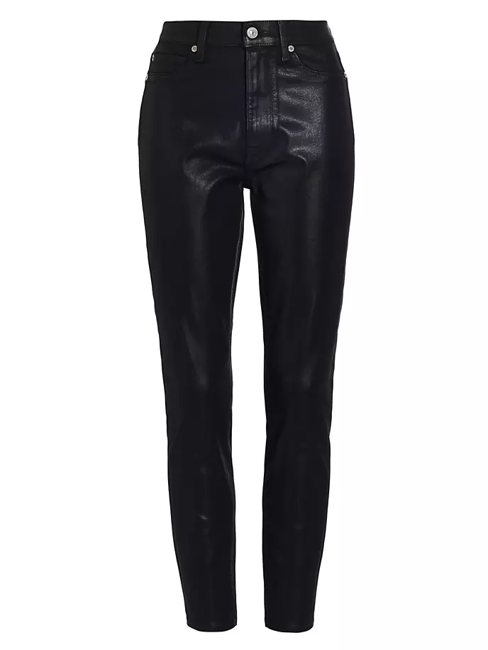

Джинсы скинни до щиколотки с высокой посадкой и покрытием 7 For All Mankind, цвет coated black