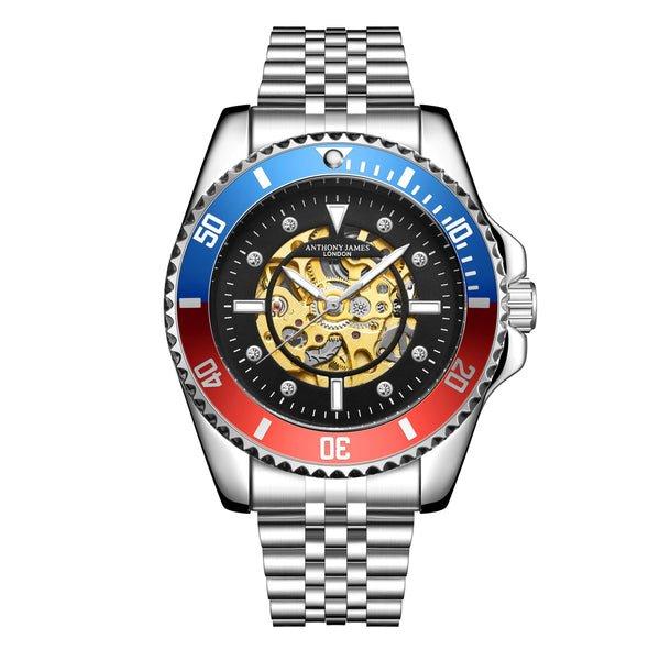 Спортивные автоматические часы Anthony James ручной сборки со скелетоном ограниченной серии, серебро