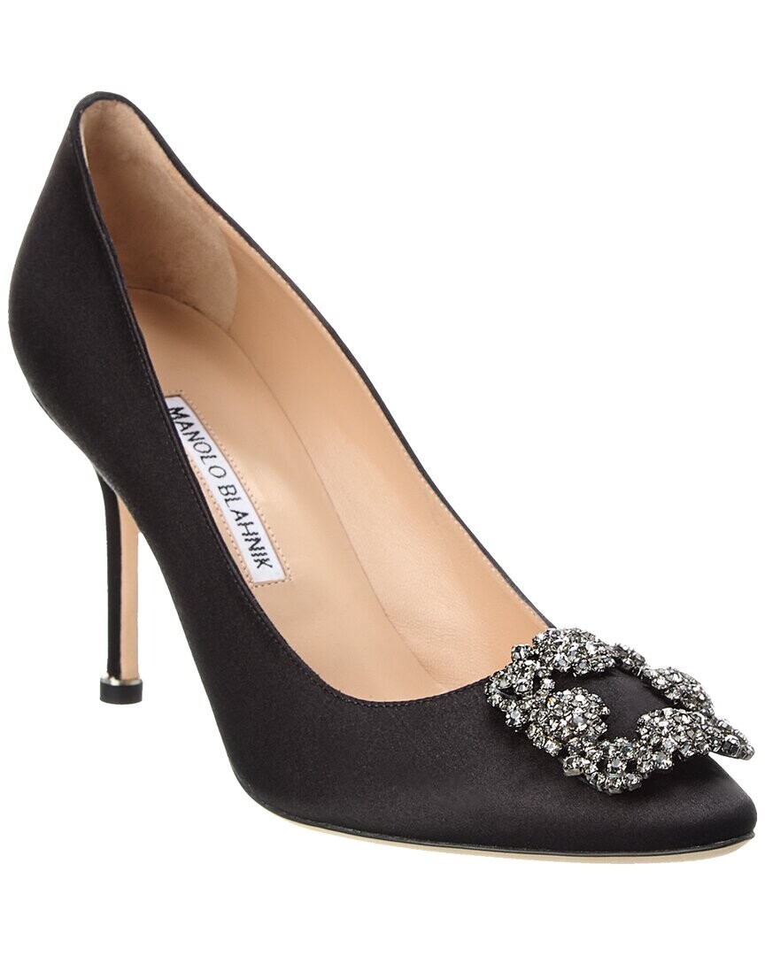 

Атласные туфли Manolo Blahnik Hangisi 90, черный