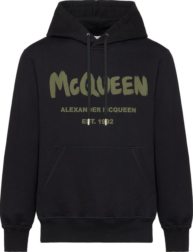 

Толстовка Alexander McQueen Graffiti Hooded 'Black/Khaki', черный