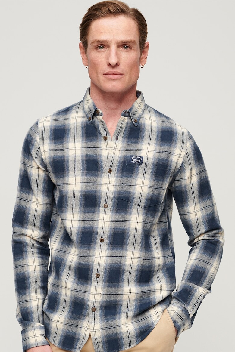 

Клетчатая рубашка с вшитыми карманами Superdry, белый