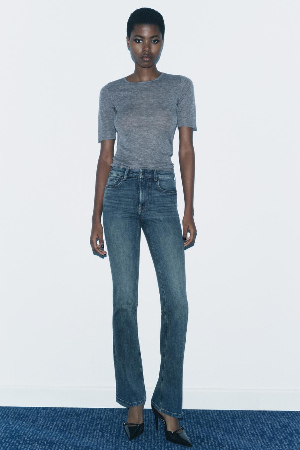 

Джинсы bootcut средней посадки contour ZARA, средний-синий