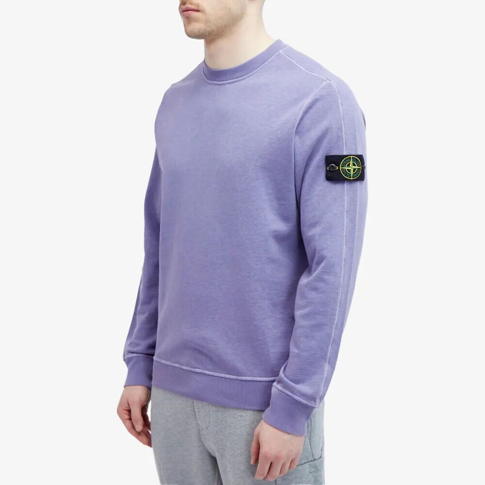 Stone Island Окрашенный в одежде свитшот Malfile Crew, фиолетовый