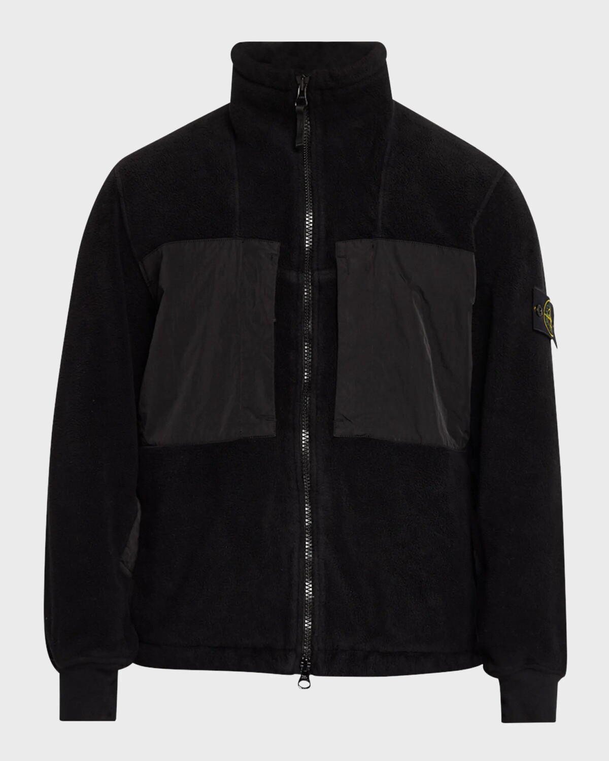 

Мужская флисовая нейлоновая куртка на молнии с нашивками Stone Island, черный