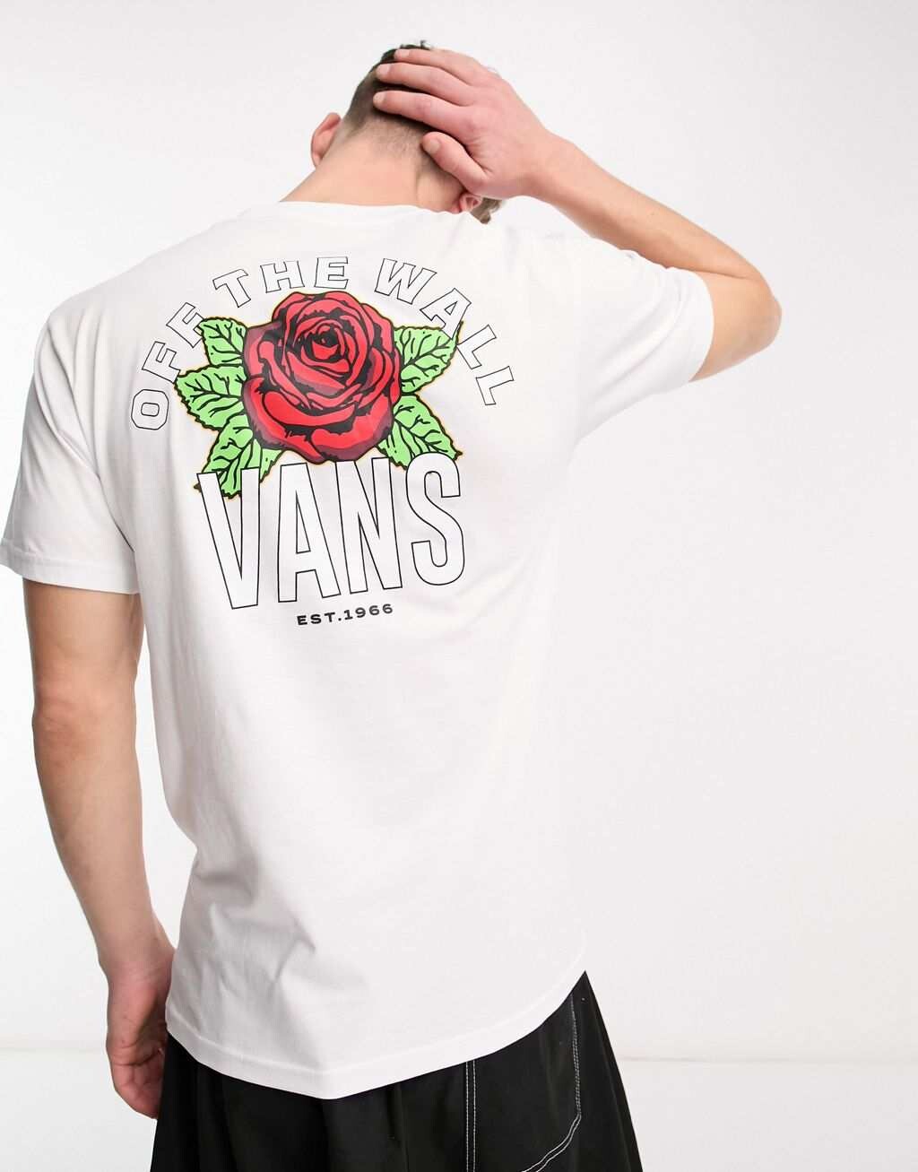 

Белая футболка Vans с университетским цветочным принтом на спине, Белый