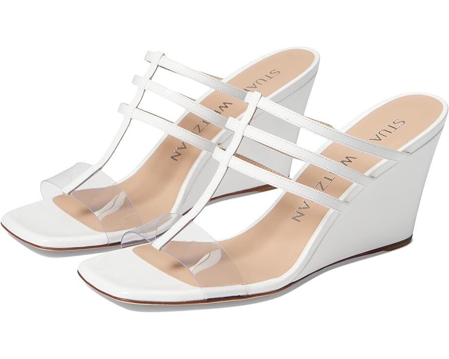 

Туфли Stuart Weitzman Deco 85 Wedge, цвет White/Clear