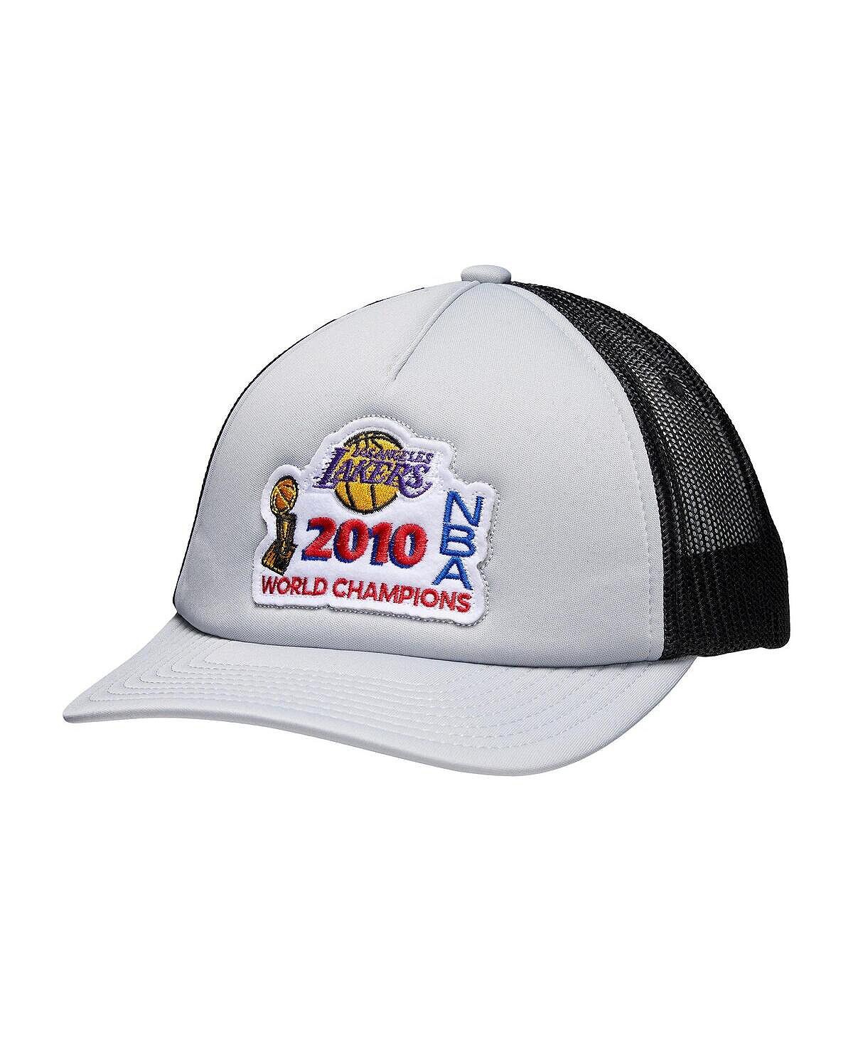 

Мужская серая регулируемая кепка Los Angeles Lakers 2010 NBA Finals Champions Trucker Snapback Mitchell & Ness