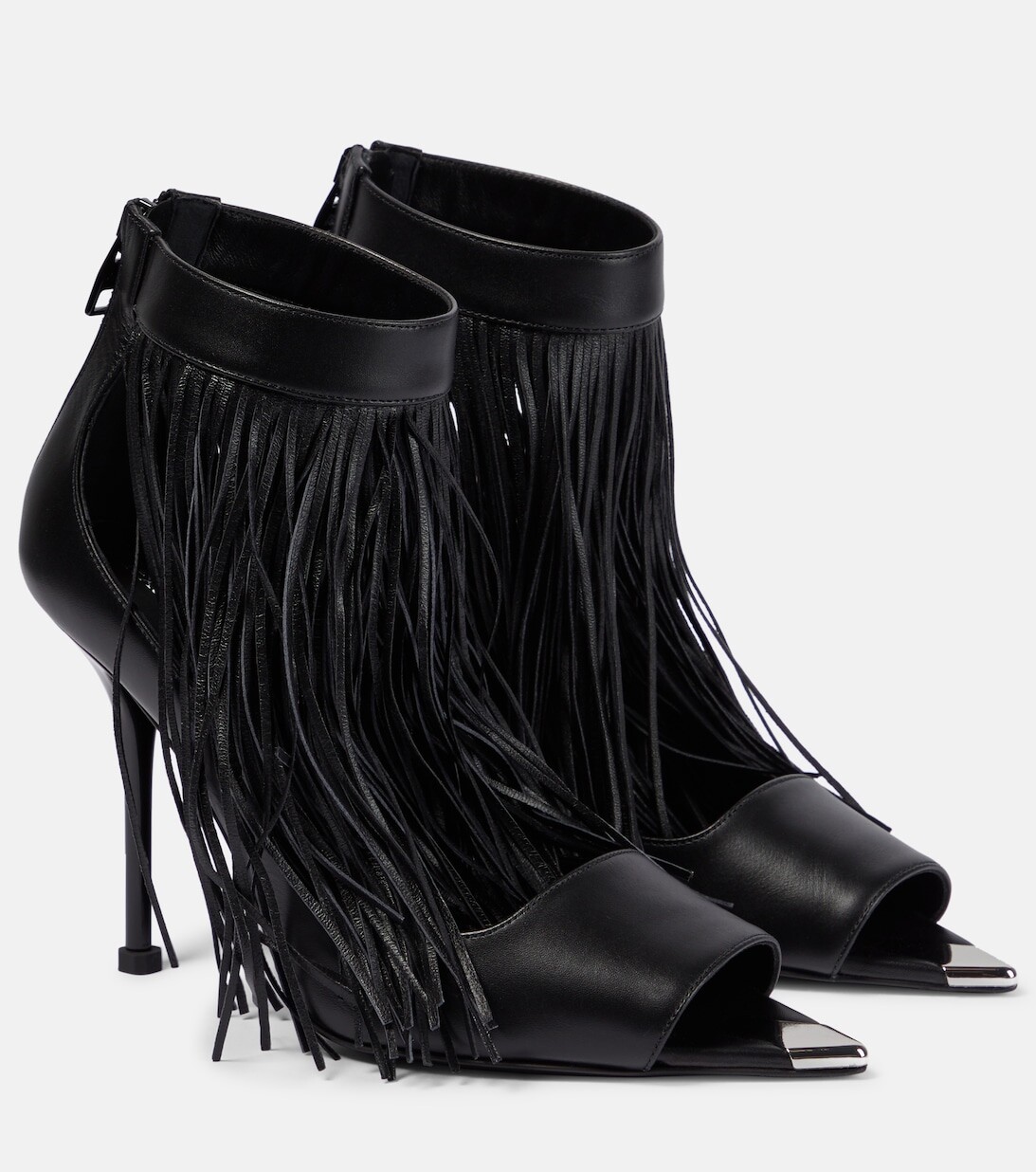 

Кожаные сандалии с кисточками Alexander McQueen, черный