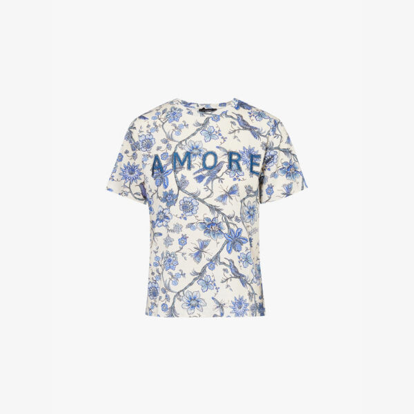 

Футболка из хлопкового джерси с принтом Weekend Max Mara, голубой
